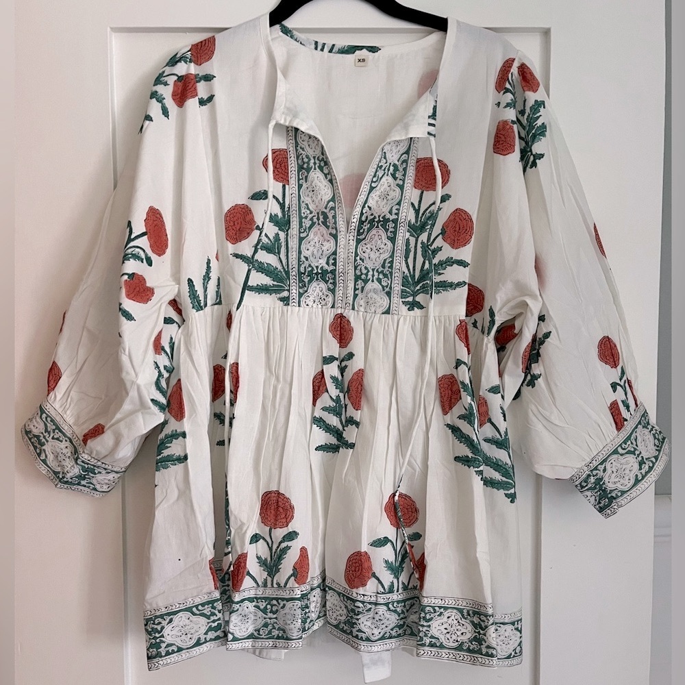 Floral White Tunic from India